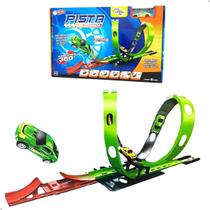 Pista de Corrida com Lançador Carrinho Infantil Duplo Looping 360 Brinquedo Criança Diversão