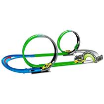 Pista de Corrida Duplo Looping 360 E Carrinho A Fricção Top Speed 22 Pçs Brinquedo Infantil