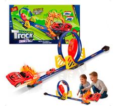 Pista de corrida infantil com 2 loops lancador e 1 carrinho - racing track shiny toys Pista de corrida infantil com 2 loops lancador e 1 carrinho - racing track shiny toys