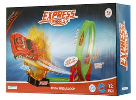 Pista de Corrida Single Loop 360º Express Wheels com 1 Carrinho e 12 Peças Indicado para +5 Anos - MULTIKIDS BABY