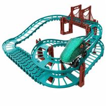 Pista de Montanha-Russa Dinossauro Modular com Carrinho e Ponte Elevada Pista de Montanha-Russa Dinossauro Modular com Carrinho e Ponte Elevada
