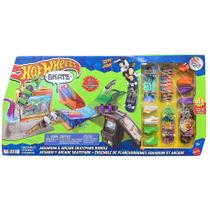 Pista de skate de dedo hot wheels mattel - pacote aquário e fliperama