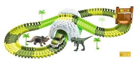 Pista Dinossauro Track com Tunel Acessorios 109 Pecas DM Toys Carrinho Brinquedo Infantil Recreativo