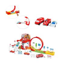 Pista Estacionamento Bombeiro Fire Hot Weells Lançador 43 Pç