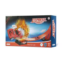 Pista Express Wheels Fast Lane Com 1 Carrinho E 7 Peças Multikids - Br1020