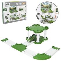 Pista Garagem e estacionamento de Brinquedo Exército Militares 18 Peças Playset - Well Kids