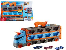 Pista Hot Wheels City Caminhao Transportador Velocidade Mattel com 3 carrinhos