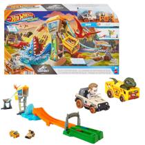 Pista Hot Wheels City Racerverse Jurassic World Owen e Blue