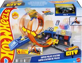 Pista Hot Wheels City Super Delegacia De Polícia Looping Mattel JBM71