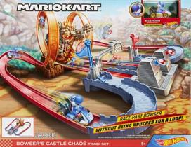 Pista Hot Wheels com Carrinho Mario Kart Castelo do Caos do Bowser Pista Hot Wheels com Carrinho Mario Kart Castelo do Caos do Bowser