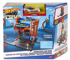 Pista hot-wheels estacionamento no centro da cidade mattel