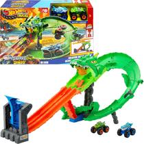 Pista Hot Wheels Monster Trucks Sharks vs Dinos Dragon Demolition Mattel JFR06 - Pista Lancador e 2 Carrinhos MATTEL