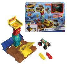Pista Hot Wheels Monter Trucks Desafio de Saltos Demo Derby Arena De Demolição Semi-Final Mattel HNB91