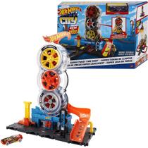 Pista Hotwheels Super Loja de Pneus City com Carrinho