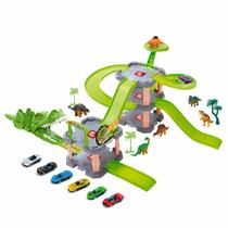 Pista Infantil Dinossauro Lançador Com 6 Carrinhos E Animais Dm Toys