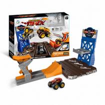 Pista Lança Carros Monster Truck High Speed Arena 1 Carrinho Incluso Lançador Mecânico Sem Pilha Torre Salto Radical