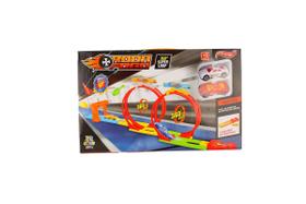 Pista Lançador De Carrinho Duplo Lopping 360 Roda Fogo