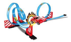 Pista Looping 360 Lançador Carrinho Tipo Hotwheels 21 Pcs