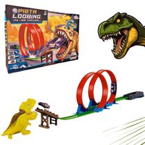 Pista Looping Duplo 360 Lançador Carrinho Radical Dinossauro