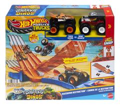 Pista Monster Trucks Tiger Shark Vs Bone Shaker - Hot Wheels Pista Monster Trucks Tiger Shark Vs Bone Shaker - Hot Wheels