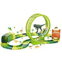 Pista Parque Dos Dinossauros 119 Peças Com Carrinho Dm Toys