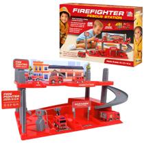 Pista Posto Bombeiros Infantil +4 Caminhões Estação Resgate Pista Posto Bombeiros Infantil +4 Caminhões Estação Resgate