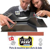 Pista rampa skate park de dedo half duplo glasslite escadas acompanha 1 skate truck metal lixa
