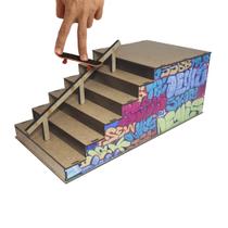 Pista Skate de Dedo Corrimão Degraus Fingerboard Madeira Mdf Adesivado