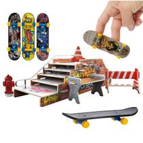 Pista Skate de Dedo Ramp Stair Iron Wood Com 3 Skates