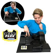 Pista skate dedo gigante half rampa escadas fingerboard glasslite preta