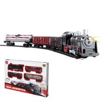 Pista Trem 85,5cm Trenzinho Elétrico Ferrorama Locomotiva Infantil Luz e Som DM Toys DMT5374