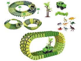 Pista Trilho Track Carro Hot Weel Carrinho Dinossauro 52 PÇ