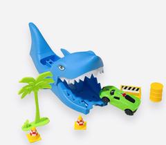 Pista Tubarão Dinossauro Lança Carro Brinquedo Criança Lançador De Carro