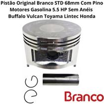 Pistão Original Branco STD 68mm Com Pino Motores Gasolina 5.5 HP Sem Anéis Buffalo Vulcan Toyama Lintec Honda