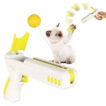 Pistola brinquedo para gato pet bolinha pena divertida interativa