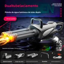 Pistola De Água Elétrica Gatling Para Crianças E Adultos, Brinquedo Com Barril Giratório, Luzes,