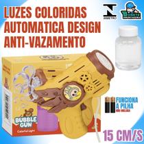 Pistola de Bolhas Automática Infantil com Luzes Coloridas Bubble Gun 15cm + Refil Pistola de Bolhas Automática Infantil com Luzes Coloridas Bubble Gun 15cm + Refil