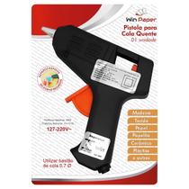 Pistola De Cola Quente 0,7 Bastão Fino Bivolt 20w Winpaper Preto 10,5X10CM