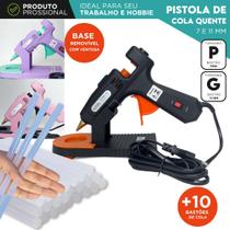 Pistola de Cola Quente Profissional Com 10 Bastões de Cola Quente 7 e 11mm com Botão Liga e Desliga Pistola de Cola Quente Profissional Com 10 Bastões de Cola Quente 7 e 11mm com Botão Liga e Desliga