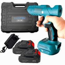 Pistola de cola quente recarregável 21v sem fio com duas baterias para artesanato