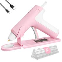 Pistola de Cola Quente Sem Fio DOMINOX 4V com 20 Bastões de Cola, Aquecimento Rápido em 25s, Bateria Recarregável 2000mAh Tipo-C, Desligamento Inteligente, para Artesanato, DIY, Reparos Domésticos, Rosa