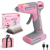 Pistola de cola quente sem fio WORKPRO 7,2 V com 50 bastões de cola 2600mAh