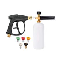 Pistola De Espuma De Alta Pressão 1L Com 5 Bicos Metálicos M22-14, Kit De Limpeza Para Lavagem De
