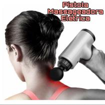 Pistola de Massagem Massageadora Elétrica Profissional com 4 Cabeças e 6 Níveis Relaxamento Muscular Fisioterapia
