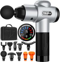 Pistola de massagem TOLOCO Deep Tissue para atletas com 10 cabeças prateada