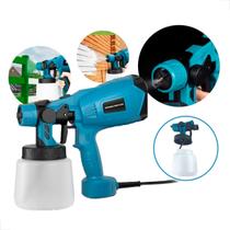 Pistola de Pintura Elétrica Pulverizadora Portátil com Reservatório 1000ml Jato Ajustável para Pared