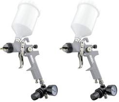 Pistola de Pintura Pneumática NuMax SPS14 com Bico de 1,4 mm HVLP Alimentação por Gravidade e Copo Plástico de 600 ml (Pacote com 2)