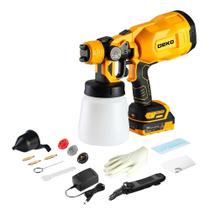 Pistola de Pintura Pulverização HVLP Bateria 20V Reservatório de 1200ml com Carregador Bivolt Deko