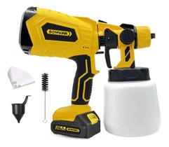 Pistola De Pintura Pulverizadora 2 Baterias Profissional Top Amarelo