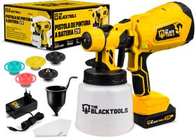 Pistola De Pintura Pulverizadora Portátil Hvlp Tinta 1000ml 5 Bicos 21v Acessórios The Black Tools